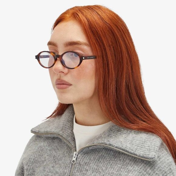 BRAND NEW Saint Laurent SL751 JEANNE OPT 002 Havana Demo Oval Women Eyeglasses - Picture 1 of 10